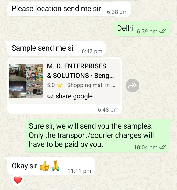 Bulk order discussed and confirmed.