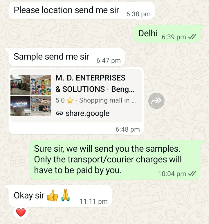 Bulk order discussed and confirmed.